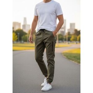 WXYZ Los Angeles Mens Olive Green Cargo Jogger Pants Size M Utility Techwear